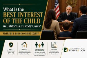 Best interest of the child standard in California custody cases courtroom scene Riverside and San Bernardino County